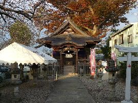 若宮八幡神社：参道から見た社殿の遠景