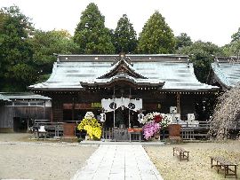 吉田神社拝殿正面と菊まつり